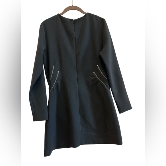 ZARA Woman Black Long Sleeve Zip Pocket Bodycon Dress Stretch Size L - Picture 3 of 4